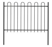 5.5ft Black Steel Garden Fence Panel with Round Top Anti-Rust Easy Installation Kit for Outdoor Residential Fencing in Yards and Gardens Durable Concrete Barrier
