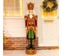 5.5Ft Traditional Christmas Nutcracker King - Red And Gold With Led Lights
