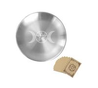 5.5in Altar Ritual Dish, Stainless Steel Flat Bowl For Tarot, Round Metal Astrology Offering Tray Tarot Jewelry Prayer