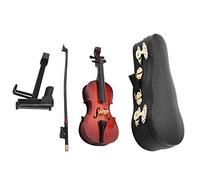 5.5in Dollhouse Miniature Wooden Cello with Bow Stand & Case Musical Instrument Accessories Gifts Ornaments