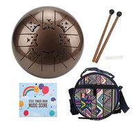 5.5in Tongue Drum 8 Tone, Steel Ti Alloy Hand Drum Set, Percussion Instrument with Pattern, Ethereal Drum for Music Education Yoga Meditation Includes Drumsticks Music Score
