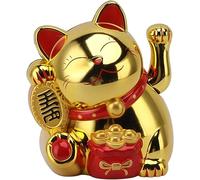 5.5inch Fortune Cat, Battery Operated Japanese Lucky Cat with Waving Arm Chinese Feng Shui Deoration Maneki Neko for Fortune Money and Good Luck, for Shop, Restaurant, Living