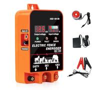5.5J Electric Fence Charger Energizer, 5.5 Joules 200 Acres, AC DC 2 in 1 Powered Supply, Input 12V Output 8 KV or 12KV, with Display and Alarm, Contain Cattle Cow and Livestock, No Remote