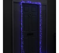 5.5m 800 LED UltraBrights Christmas Door Cluster Lights with Timer in Blue, Purple & White on Silver Wire