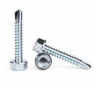5.5mm x 22mm (Pack of 50) Self-Drilling Hex Head Screws with Hexagon Serrated Washers Head ISO15480 Zinc Plated Steel TEK Screw Metal to Metal Fixing - H02B