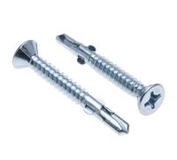 5.5mm x 45mm Self Drilling Screws, Wood to Metal Fasteners with Wings and Hardened Drill Tip and Countersunk Phillips Flat Head, Galvanized C2 Timber Decking DIN 7504 P Fixings (250)