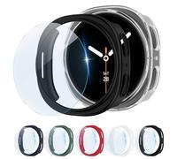 5+5Pack Hard PC Screen Protector+Cases for Samsung Galaxy Watch 8 Case 44mm,Full Protection Anti-scratched Bumper Cover with HD Clear Tempered Glass Screen Protector for Samsung Watch 8 44mm(ONLY)