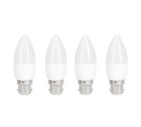 5.5W BC Dimmable Opal Candle Lamp Bulbs (Pack of 4) 40W 470Lm | Multipack 3000k Warm White Candle Light LED Bulbs
