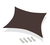 5.5x6.5m Shade Cover Sun Sail Awning -PES PolyesterCanopy with Mounting Ropes for Outdoor Activities Camping Patio Garden - Brown