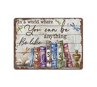 5.5x8 IN Be Like Jesus Reading Retro Tin Sign You Can Be Anything Metal Tin Sign Book Lovers Gift for Women Men Dragonfly Wall Art Decor for Home Office Classroom Hotal Apartment College Dorm.