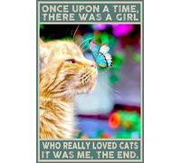 5.5x8 Inch Orange Cat Vintage Tin Sign - Ginger Cat Poster, Funny Decor for Home & Office