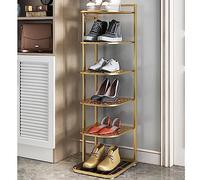 5/6/7/8/9/10 Tier Shoe Rack，Narrow Sturdy Shoe Shelf Organizer, Vertical Shoe Stand, Space Saving DIY Free Standing Shoes Storage Organizer, Shoe Shelf Shoe Tower (Color : Gold, Size : 6 layers)