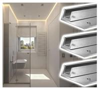 5/6/7/8 ft Stainless Steel Glass F-Type Fixed Channel with Protective Pads, Waterproof Shower Door Profiles for Wall Floor Ceiling Mounting(3pcs,L 7' (214cm) W 1/2"(12mm))