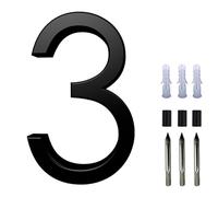 5/6/8/10/12 Inch Modern House Numbers with Screws Metal Floating Door Number Black Mailbox Address Number Sign Exterior Decorative, for Apartment Wall Decor Outside Hotel Yard Garden Plaque(3,12In)