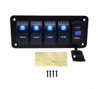 5 6 8 Gang Rocker Switch Panel With Dual Usb Charger And Led Voltmeter For Marine Boat Truck Rv 12v 24v Aluminum Housing(5 Gang)