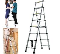 (5+6 Step) Aluminum Step Ladder Portable Household Telescopic Ladder A Frame Ladder