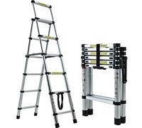 5+6 Step Combination Ladder - 2 Ways Aluminum A-Frame Stepladder Extension Telescopic Lightweight 150KG Capacity for Home Kitchen Office Household Multipurpose Use