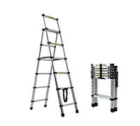 5+6 Step Ladder,5.6ft+ 6.6ft Telescopic Step Ladder,Household A-Frame Portable Multi-Purpose Telescopic Ladder for Decorating, Painting,Max Load 150kg/330lbs