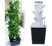 5/6-Tier Hydroponic Growing Tower, Indoor Aeroponic Garden System with Water Pump, Water Tank, Timer & Net Pots for Herbs, Fruits and Vegetables (25Holes)