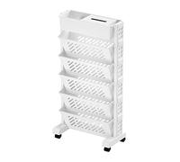 5/6-Tier Rolling Bookshelf Cart Mobile Bookcase on Wheels Versatile Library Storagefor Office Living Room Kitchen and Classroom (6 Shelves)