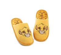 Disney The Lion King Womens Slippers | Ladies Simba Indoor Mules in Yellow | Embroidered Animal Character Face Slip On House Shoes for Adults and Teens | Animated Movie Merchandise Gift