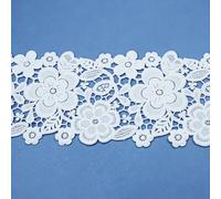 5.6" Wide Floral Pattern Lace Trim, Vintage Crochet Lace Fabric, White Thick Lace Ribbon for DIY Crafts, Sewing, Decoration, 4 Yards