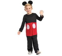 Disney Official Classic Mickey Mouse Costume Kids Includes Headband - Made with Super Soft Material - World Book Day Christmas Mickey Mouse Halloween Fancy Dress for Kids and Toddlers Size S