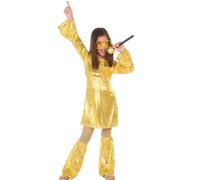 (5-6 years (115/130 cm)) Gold disco costume for girls