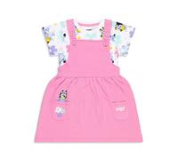 (5-6 Years) Bluey Girls Pinafore Dress & T-shirt Set