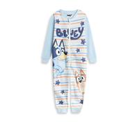 Bluey Boys Blue Striped Onesie | Long Sleeve Zip-Up Sleepwear Bingo Characters | Microfleece Loungewear for Bedtime & Relaxing | Kids Cartoon Pyjamas Merch - 5-6 Years