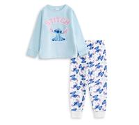 Disney Lilo & Stitch Girls Blue Long Sleeve Long Leg Pyjama Set | Fleece Sleepwear with Stitch Graphic | Cosy Nightwear for Bedtime & Sleepovers Merch - 5-6 Years