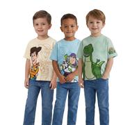 Disney Toy Story Boys Multicoloured T-Shirt | 3-Pack Woody, Buzz & Rex Graphic Tees | Crew Neck Short Sleeve Top with Character Print | Everyday Wear School Outfit Merch - 5-6 Years