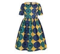 5-6 Years Dress for Girls Toddler Kids Baby Girls African Dashiki Traditional Short Sleeve Round Neck Dress Ankara Dresses Outfits 1 6Y Clearance Green