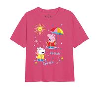 (5-6 Years, Fuchsia) Peppa Pig Girls Rainy Day T-Shirt