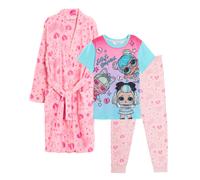 Girls LOL Surprise Pyjamas + Bath Robe Matching Set Kids Nightwear Dressing Gown and Pjs Pink 5-6 Years