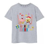 (5-6 Years, Grey Marl) SpongeBob SquarePants Boys Make It Merry Christmas T-Shirt