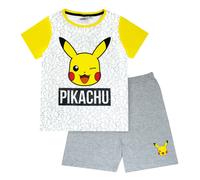 (5-6 Years, Marl Grey/Yellow) Pokemon Boys Pikachu Face Short Pyjamas Set