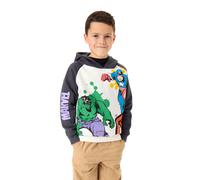 Marvel Avengers Boys Hoodie | Kids Two Tone Superhero Graphic Hooded Sweatshirt in Grey | Captain America The Incredible Hulk Watercolour Comic Book Apparel | Film Movie Art Merchandise Gift