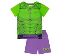 Marvel Hulk Boys Pyjama Set | Kids Incredible Hulk T-Shirt and Shorts PJs Bundle | Mighty Green and Purple Loungewear Costume | Superhero Complete Pajamas for Children | Cosy Nightwear