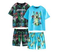 (5-6 Years, Multicoloured) Minecraft Boys Creeper Short-Sleeved Short Pyjama Set (Pack of 2)