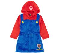 Super Mario Dressing Gown Kids | Boys Girls Character Blue Red Pyjamas Bathrobe | Arcade Game Nightgown 5-6 Years