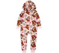 Paw Patrol Girls Onesie | Kids Childrens Helicopter Pilot Skye Rescue Pup Pink All In One Pyjamas | Polka Dot Hooded Fluffy Fleece With Zip
