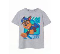 Paw Patrol Boys T-Shirt in Grey | Chase The Police Pup Graphic Tee for Kids | Cartoon German Shepard Short-Sleeve Top | TV Show Apparel Cute Daywear Character Gift for Children