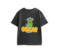 Vanilla Underground Sesame Street Oscar the Grouch Dark Grey Short Sleeved Graphic Tee | Unisex Kids T-Shirt with Character Print for Casual Wear | Official Sesame Street Merch - 5-6 Years