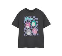 Squishmallows Girls Grey Checkerboard Short-Sleeved T-Shirt | Graphic Tee for Kids | Cute Print Top | Comfy Children's Apparel | Fun Merchandise Gift