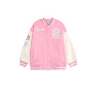 Squishmallows Girls Pink Varsity Bomber Jacket | Long Sleeve Outerwear Character Graphics | Casual Streetwear Fashion | Squish Merch - 5-6 Years