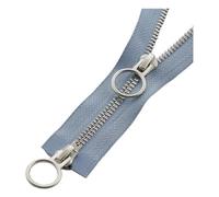 5# 60-150 cm Platinum Double Circle Sliders Auto Lock Zipper for Jackets/Coats/Hoodies,Light Blue,80cm