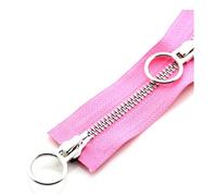 5# 60-150 cm Platinum Double Circle Sliders Auto Lock Zipper for Jackets/Coats/Hoodies,Pink,70cm