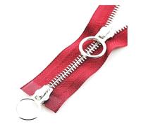 5# 60-150 cm Platinum Double Circle Sliders Auto Lock Zipper for Jackets/Coats/Hoodies,Wine Red,90cm