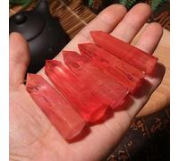 5-6cm Natural Red Smelting Stone Quartz Crystal Point Wand Obelisk Decor